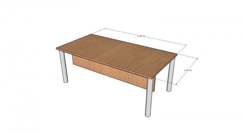 שולחן מלבני רגלי צינור עגול